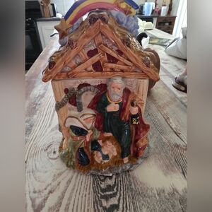 Colorful Nativity Scene Cookie Jar
